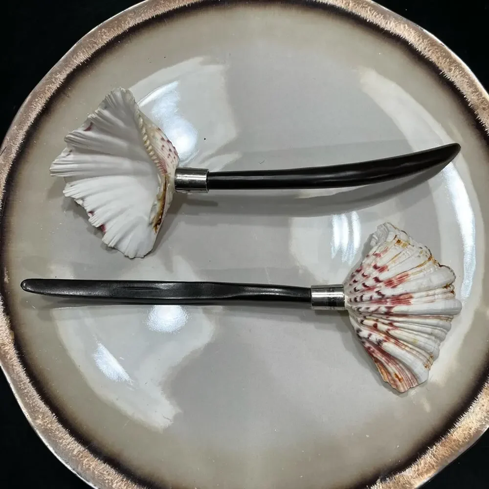 NEW Pottery Barn Antique Bronze Shell Large Salad Side Kitchen Serving Spoons